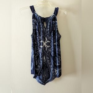 INC Handkerchief Tank Top, Navy & White, Large